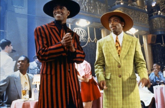 Denzel Washington e Spike Lee in zoot suit.