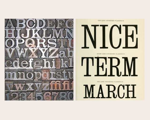 Clarendon metal Type. Fann Street's Type Specimen book, 1983